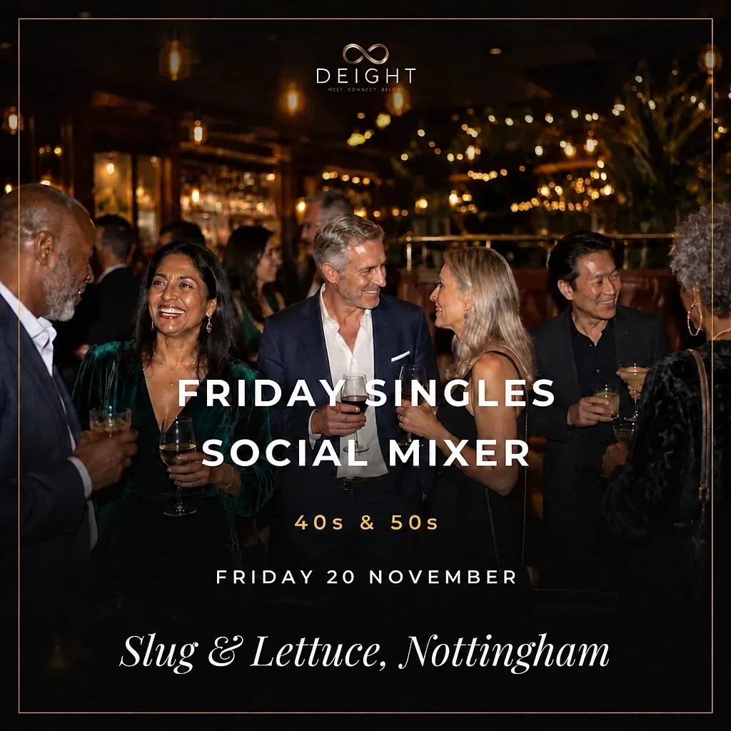 DEIGHT Friday Singles Social Mixer artwork for Nottingham on 20 November 2026